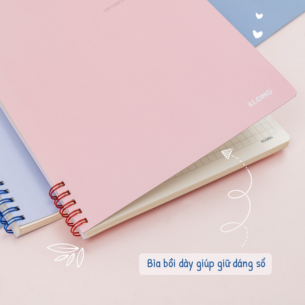 Vở lò xo 2 đầu caro 6x6mm nét đứt B5 120-200 trang kẻ ngang, Klong full mẫu tùy chọn