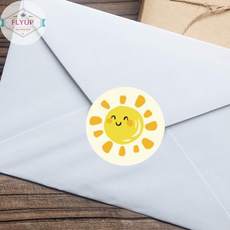 Flyup 500 cái / cuộn tròn hoa cảm ơn bạn dán scrapbooking cho con dấu nhãn dễ thương Vn