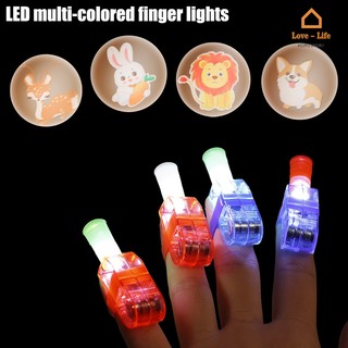 1 piece novelty one-button switch cartoon động vật nhỏ chiếu đèn ngón tay / nút chạy bằng pin máy chiếu phát sáng mini đèn pin đồ chơi trẻ em