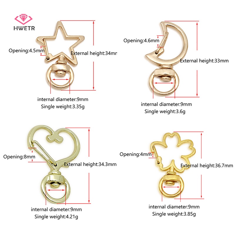 Hwetr 5 cái dễ thương cá nhân hóa móc chìa khóa kích hoạt kẹp khóa xoay tôm hùm clasp móc khóa túi xách tay phụ kiện xe làm đồ trang sức mới