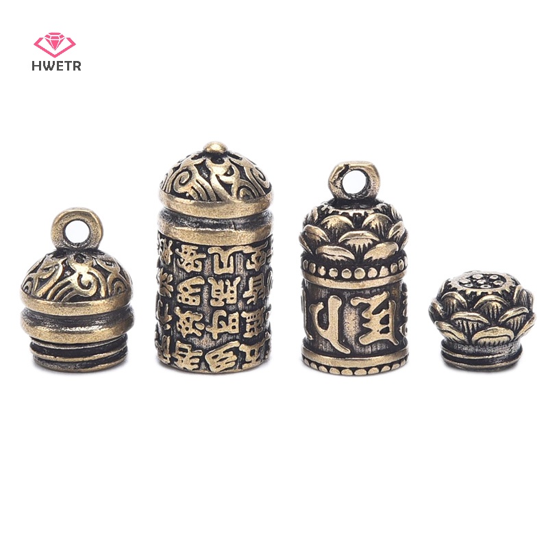 Hwetr rỗng đồng thau phật kinh xi lanh mặt dây chuyền móc khóa vòng cổ trang sức hộp thuốc mới