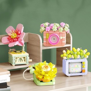 10cm rose tv diy block toys building block flower girl gift toy điện thoại building blocks toy brain game toys
