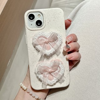 Ins nơ ren tình yêu hàn quốc thích hợp cho ốp lưng điện thoại 14promax iphone 13 12 14pm 11 13pro vỏ chống rơi có thể phân hủy