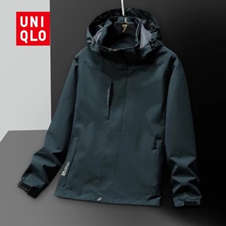 [L-7XL] Áo khoác nam Uniqlo 2023 Áo khoác leo núi ngoài trời chống thấm nước chất lượng cao mới Áo khoác vỏ mềm chất béo Áo mưa cỡ lớn
