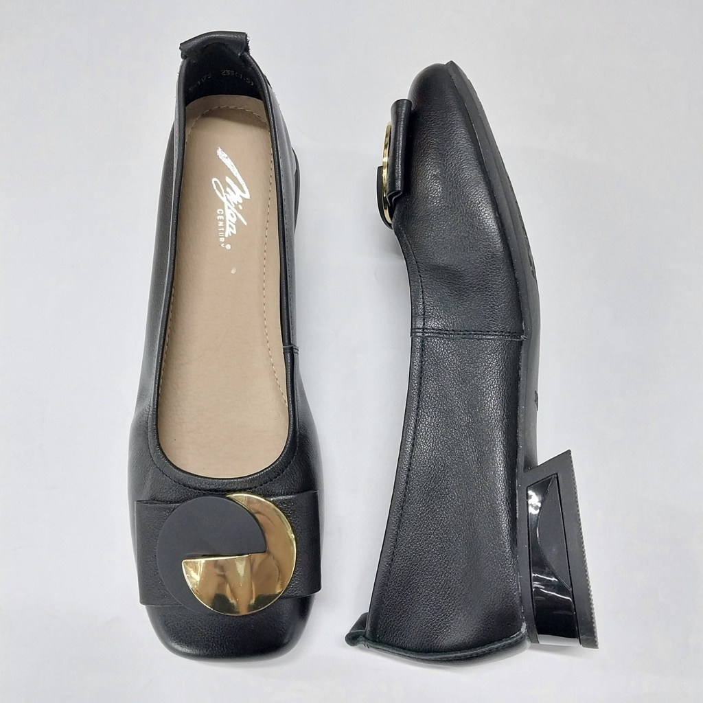 Giày bệt da hoạ tiết mũi, 1cm