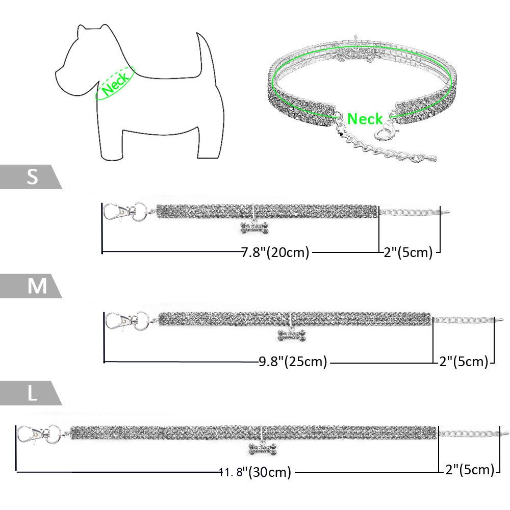 Vòng cổ lấp lánh cho thú cưng cho chó nhỏ mèo rhinestone cat collar bling có thể điều chỉnh puppy kitten pet diamond phụ kiện