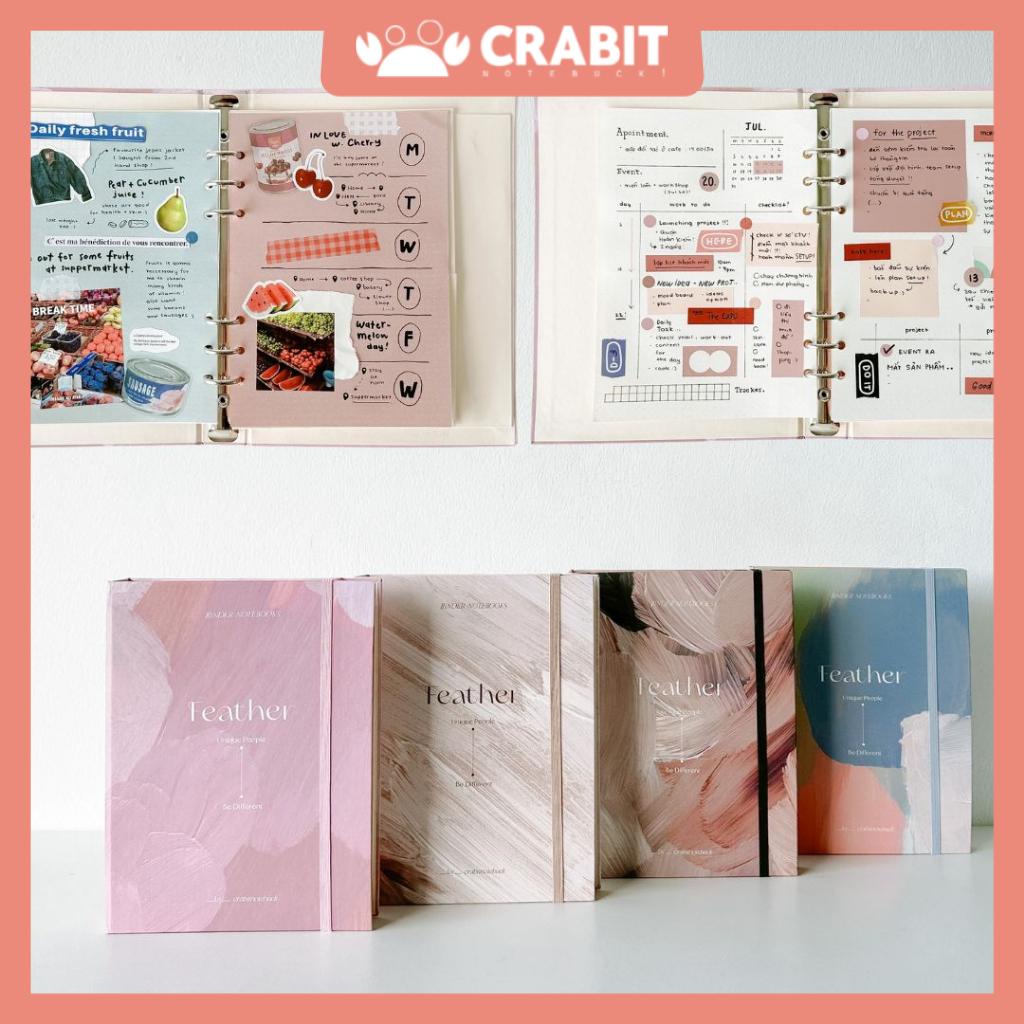 Sổ còng sắt A5 binder bìa cứng 6 lỗ Crabit Feather