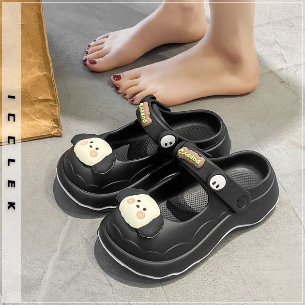 Dép nữ dép cross đi biển ICCLEK B28G19X đế cao thoải mái xinh xắn cho nữ