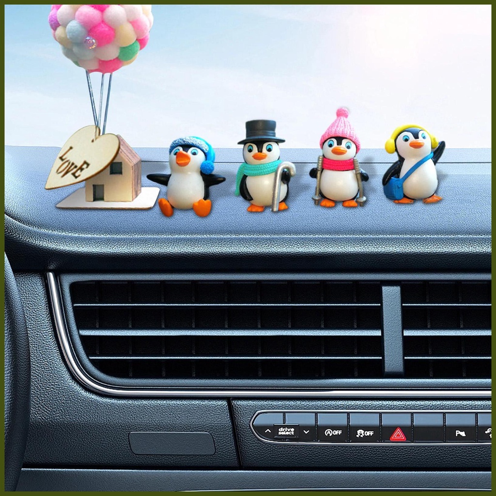 Trang trí bảng điều khiển ô tô penguin penguin đồ trang trí tượng động vật trang trí mini penguin figures cartoon trung tâm dễ thương tongvn