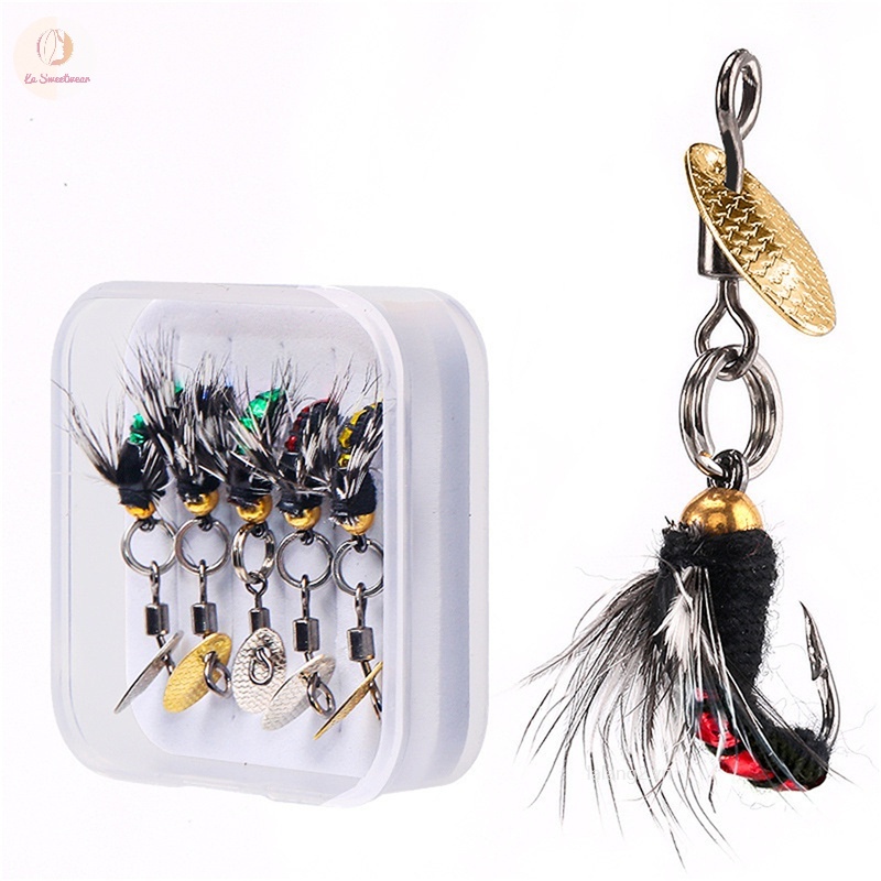 5 cái fly hooks ruồi côn trùng mồi mồi ruồi câu cá mồi mồi sequins fishhook cá hồi