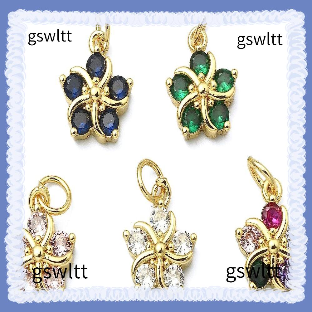 Bùa gswltt vàng thật, đồng thau và khối zirconia màu tím nhạt, trắng, đen, xanh lá cây, xanh dương, xanh hồ, bùa hoa hồng đỏ, phụ kiện trang sức khối màu ngẫu nhiên