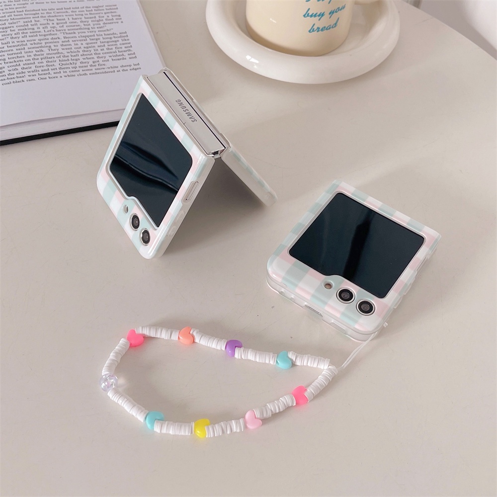 Vỏ điện thoại tpu mềm cho samsung galaxy z flip 5 5g flip5 ins korean lattice love bracelet silicone anti-fall cover case