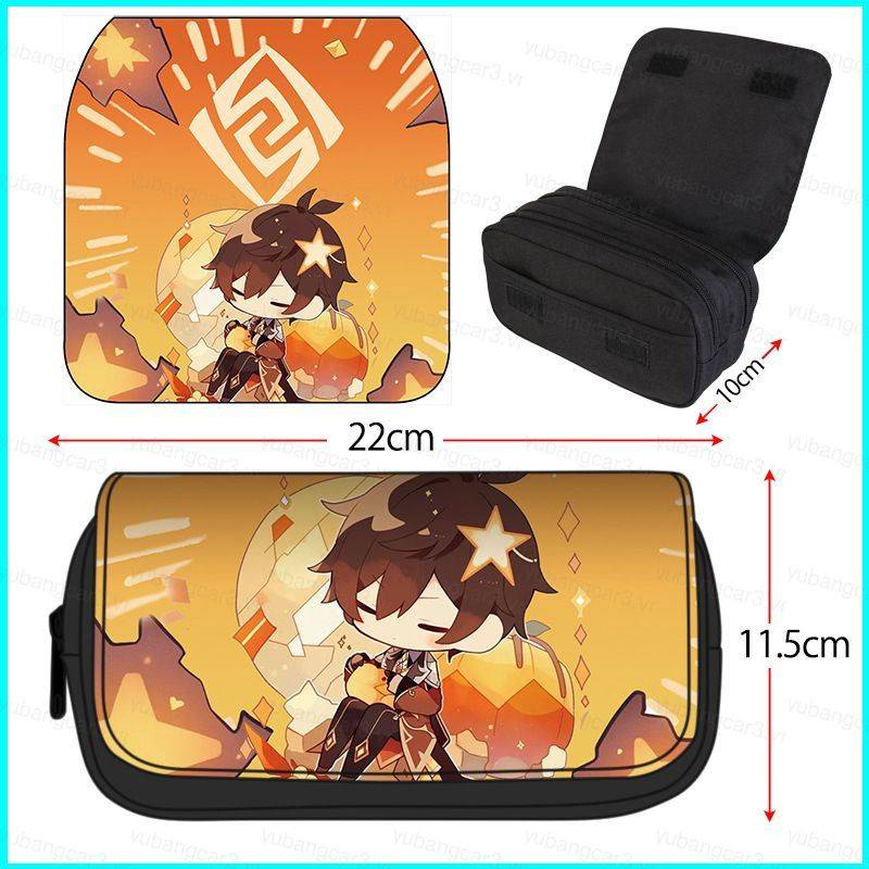 Yb3 genshin impact zhongli phim hoạt hình anime hộp đựng bút chì sinh viên dung lượng lớn túi bút in hai lớp hộp văn phòng phẩm