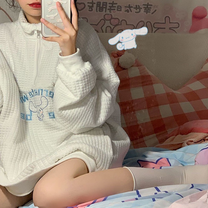 Áo KhoáC Hoodie DàI Tay Có KhóA KéO Sanrio Cinnamoroll Y2K