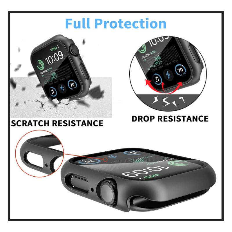 Kính Cường Lực + Ốp Bảo Vệ Màn Hình Đồng Hồ Thông Minh Bằng PC Cứng Cho iWatch Series 8 7 45mm 41mm 6 5 4 3 2 SE 44mm 42mm 40mm 38mm