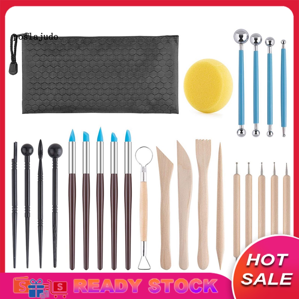 Set 25 Dụng Cụ Làm Đất Sét Khô Cầm Tay Thoải Mái Dễ Vệ Sinh Kèm Túi Đựng