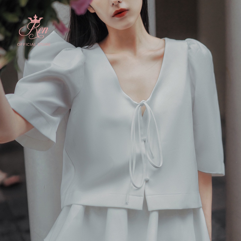 REN - Áo Tay Lửng Thắt Nơ Cổ