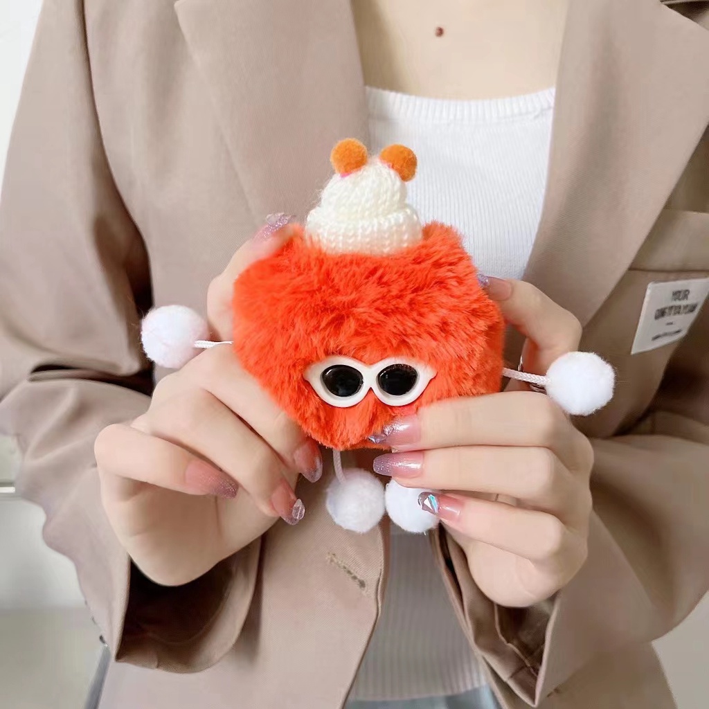 Vỏ Bảo Vệ Hộp Sạc Tai Nghe Apple Air Pods 1 2 3 Air Pods pro Air Pods pro 2 Bằng Chất Liệu Lông Nhung Hình Quả Bóng