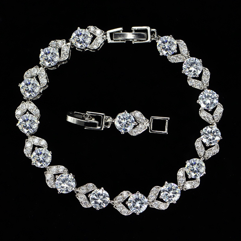 Vòng Tay Đính Đá Zircon Trắng Thời Trang Âu Mỹ Cho Nữ