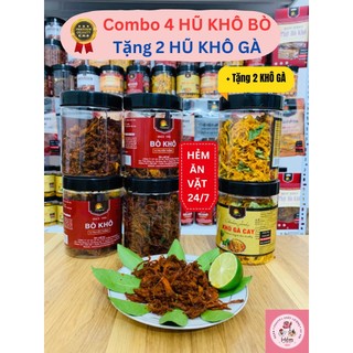 Combo 4 hộp khô bò sợi ngon đậm vị truyền thống tặng 2 kộp khô gà lá chanh thơm ngon - Hẻm Ăn Vặt 247