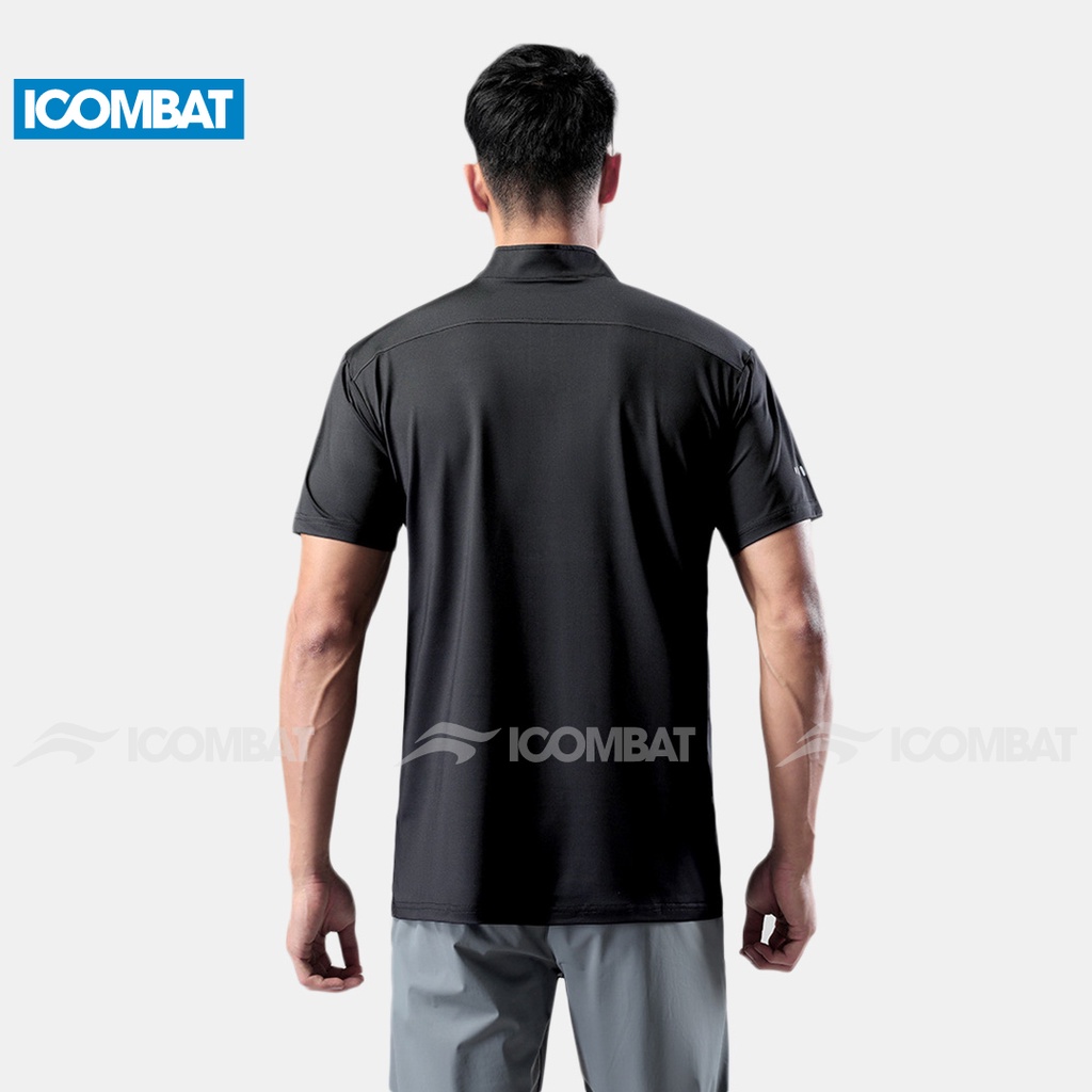 Áo thun Body Tee nam cổ trụ iCOMBAT CoolMax™ S6 Logo thoáng khí kiểu Polo thể thao có khóa kéo