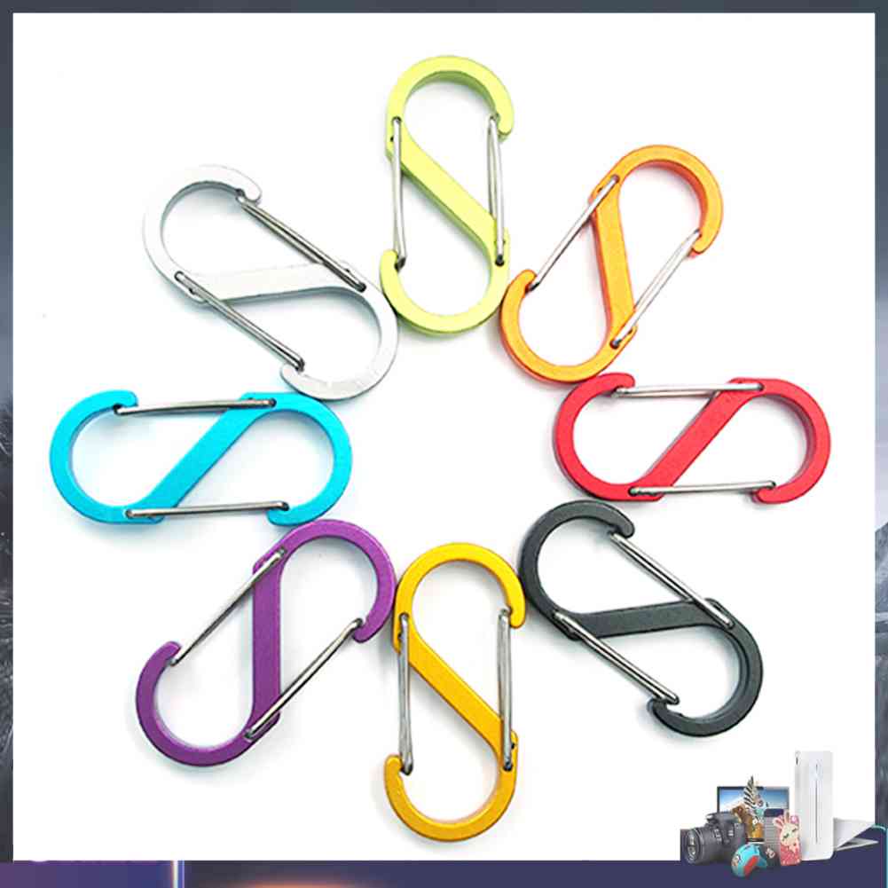 Móc Khóa Carabiner Hình Chữ S Bằng Hợp Kim Nhôm Với 8 Kiểu Màu Sắc Ngẫu Nhiên