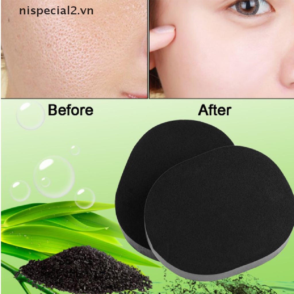 Mút Rửa Mặt Than Tre Hoạt Tính Màu Đen Làm Sạch Lớp Trang Điểm