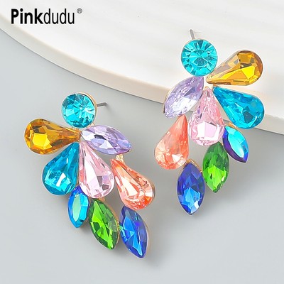 Khuyên Tai Đính Đá Nhiều Màu Sắc Lấp Lánh Thời Trang Cho Nữ PD1061
