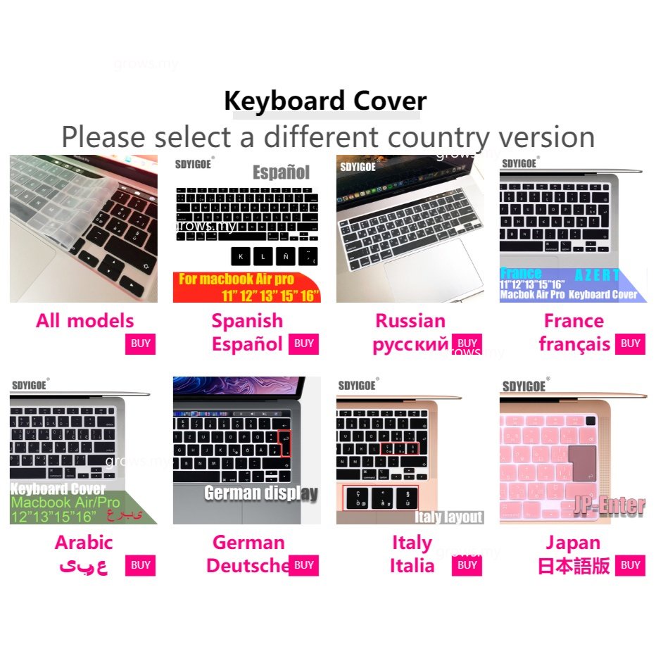 Miếng Dán Bảo Vệ Bàn Phím Siêu Mỏng Màu Nhám Mới Cho Macbook Air 13 11 12 13 Pro14 M1 15 16" Thanh Chạm 2021 2019