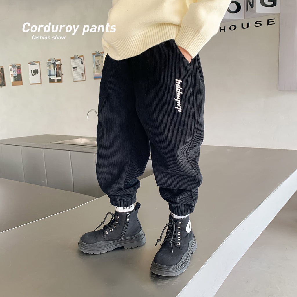 Quần Dài Thể Thao Vải Nhung Thời Trang Xuân 2023 Cá Tính Cho Bé Trai