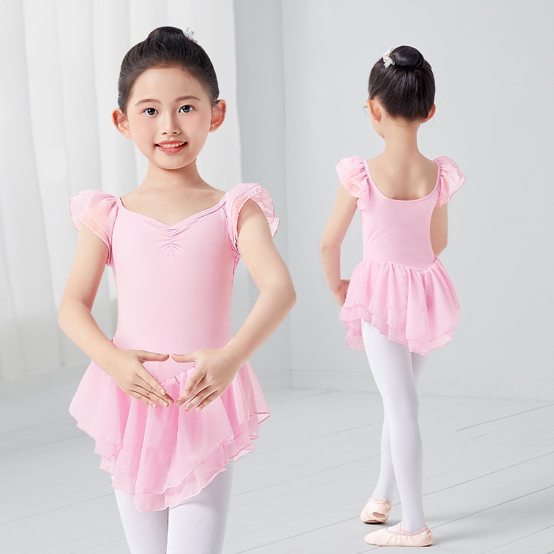 Đầm Múa Ba Lê Ngắn Tay Hai Lớp Thời Trang Mùa Hè Cho Bé Gái