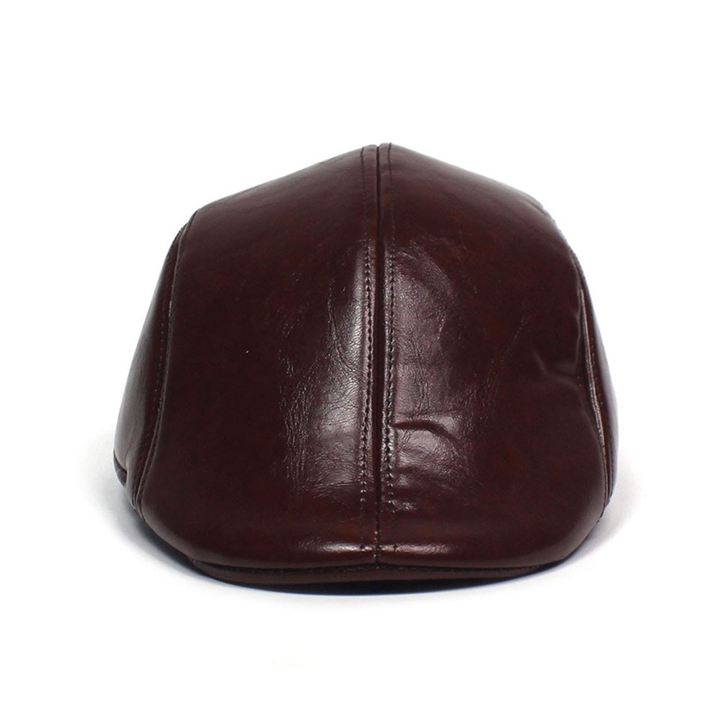 Fancy Mũ Beret Da Màu Đen Xám Trơn Phong Cách Anh Quốc Cổ Điển Thời Trang Xuân Thu Có Thể Điều Chỉnh Được Dành Cho Nam