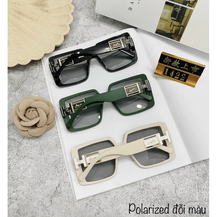 Kính Vuông Nữ Đổi Màu chữ H HM Tròng poli Đi Ngày Và Đêm Chống Tia UV400