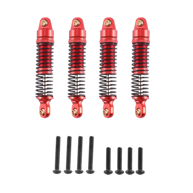 Set 4 Phuộc Giảm Xóc Bằng Kim Loại Màu Đỏ Cho Xe Điều Khiển Từ Xa Traxxas TRX4M TRX-4M Bronco Defender 1 / 18