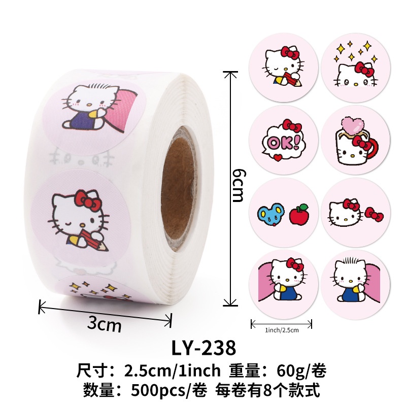 Cuộn 500 Hình Dán Hello Kitty
