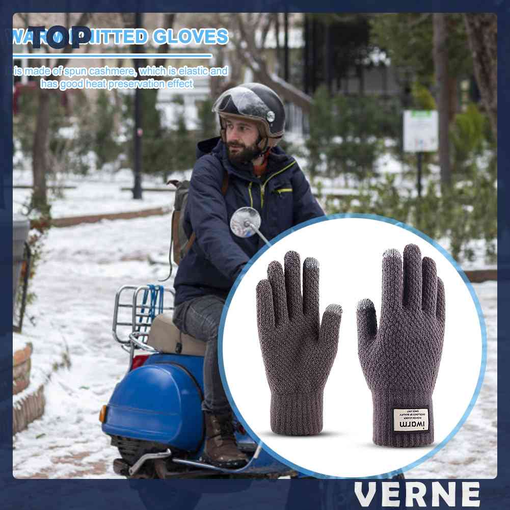 Set 2 Găng Tay Dệt Kim Đàn Hồi Giữ Ấm Mùa Đông Cho Nam Có Thể Chạm Màn Hình Cảm Ứng