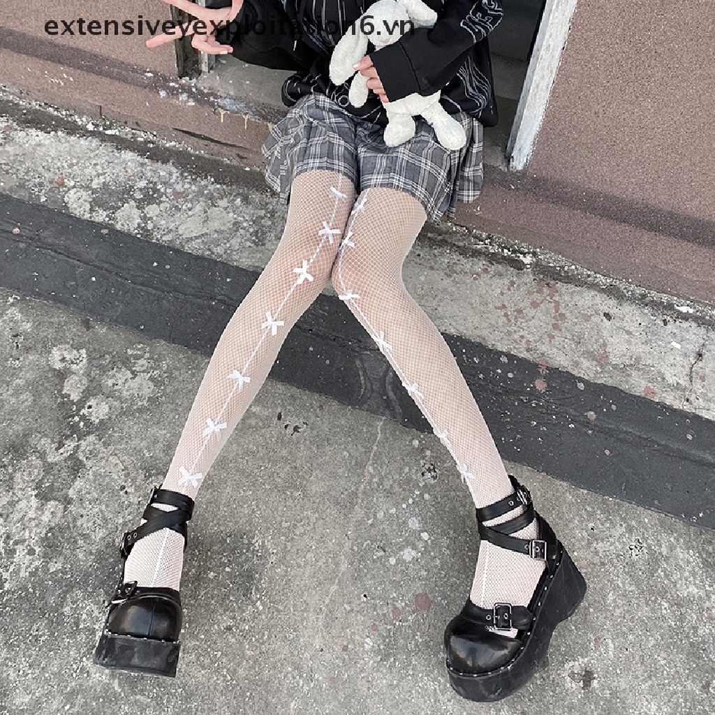 [EE] Quần Tất Lưới Ren Đáy Trái Tim Phong Cách Lolita Gothic