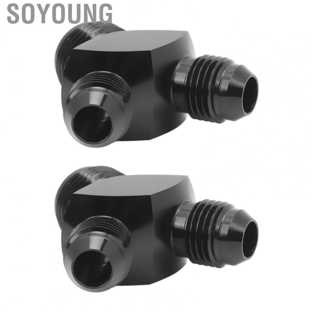 Soyoung Y Block Adapter Fitting  AN8 To 2AN6 2PCS Strong Sealing Black Universal for Fuel Pumps