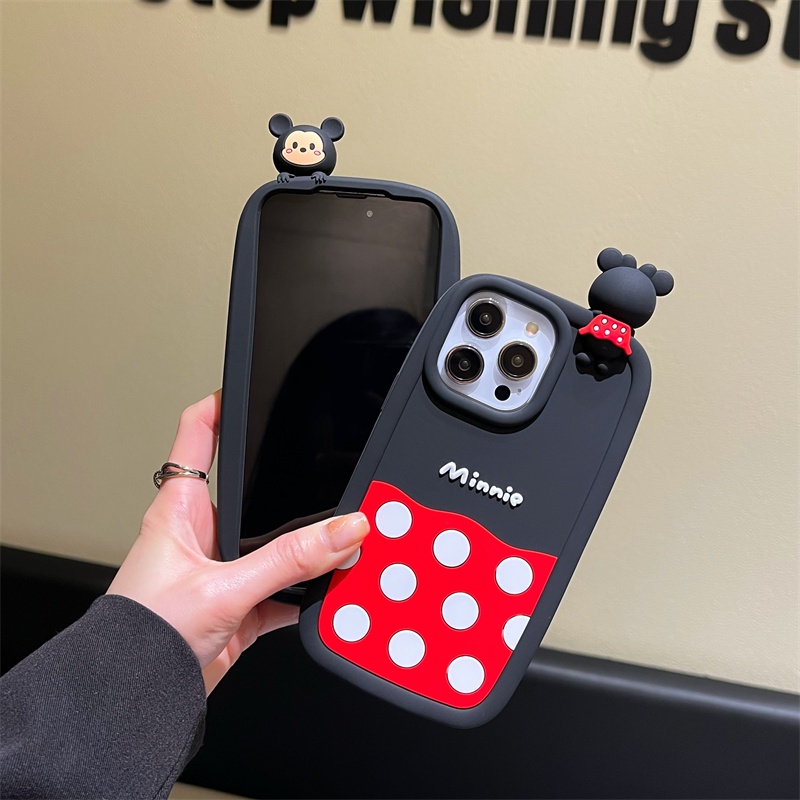 DISNEY Ốp Điện Thoại Silicon tpu Mềm Hình Mickey Minnie 3D Sáng Tạo Cho iPhone 14 13 12 11 Pro MAX 14 Plus