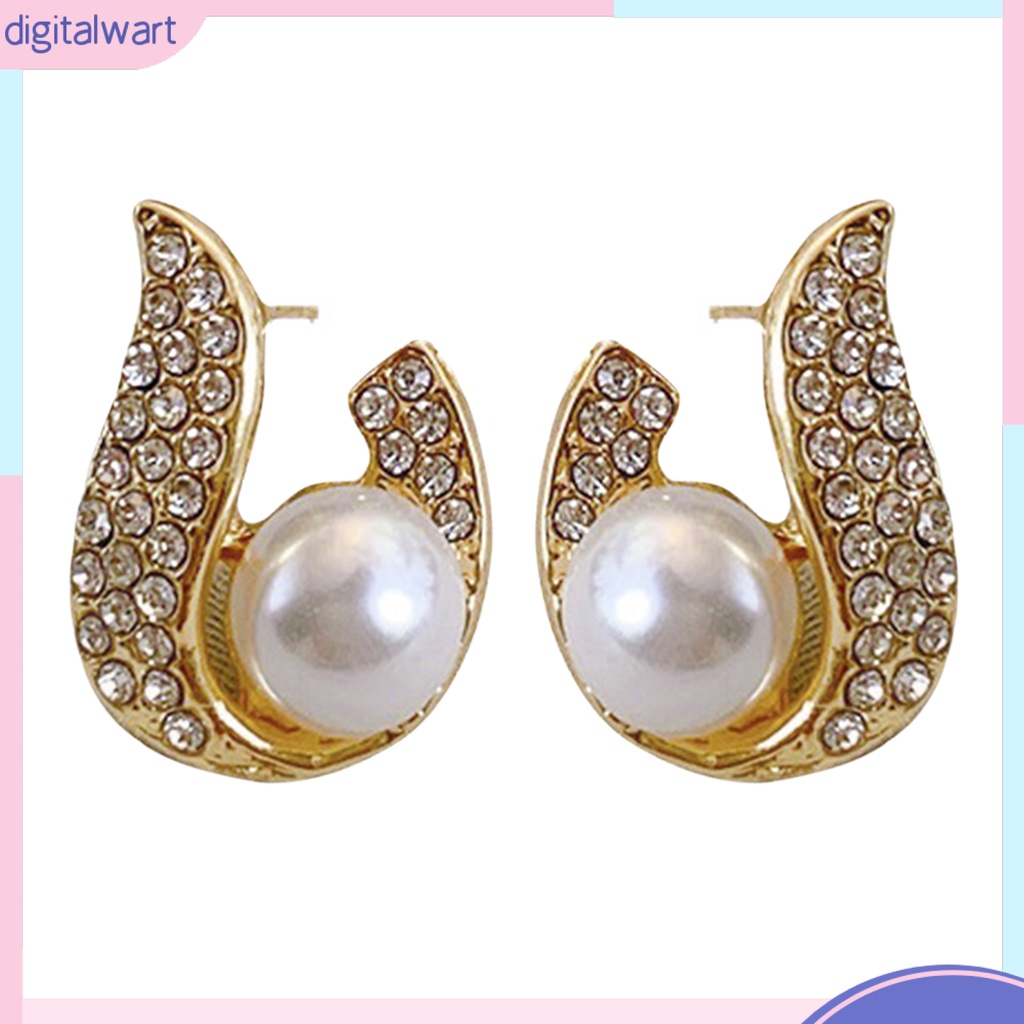 1 Đôi Bông Tai Hình Giọt Nước Đính Ngọc Trai Giả Sang Trọng Bắt Mắt