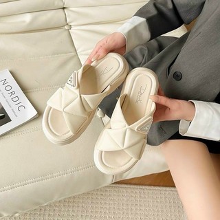Dép nữ đế bánh mì quai chéo kiểu dáng basic đế xuồng chống trượt