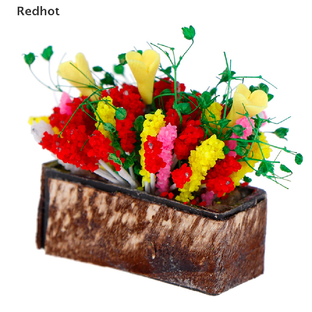 &lt; Redhot &gt; Chậu Hoa Mini Nhiều Màu Sắc Trang Trí Nhà Búp Bê 1 / 12