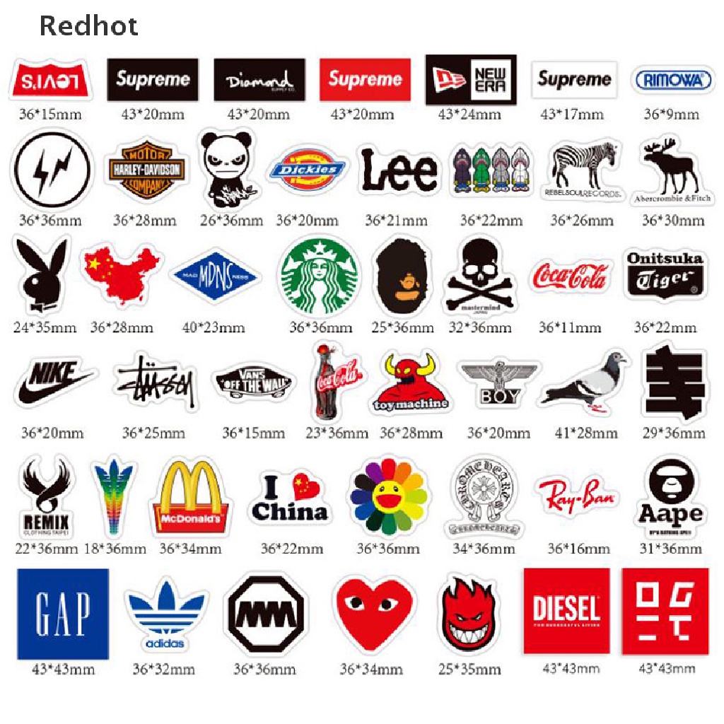 Bộ 60 Hình Dán Logo Trang Trí Xe Hơi / Ván Trượt / Laptop / Guitar / Laptop