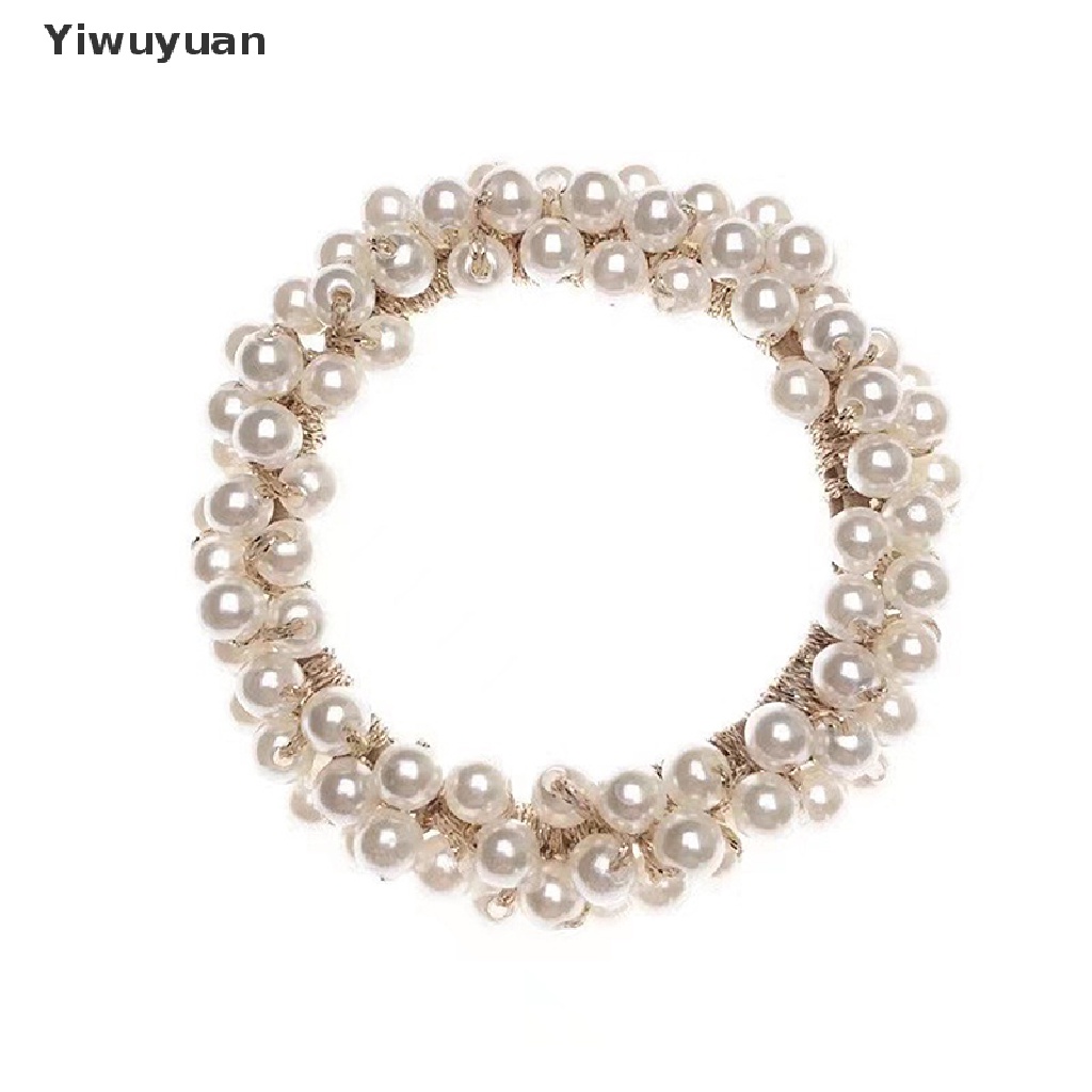 < Yiwuyuan > Dây Buộc Tóc Cao Su Đính Hạt Ngọc Trai Thanh Lịch Cho Nữ Giảm Giá
