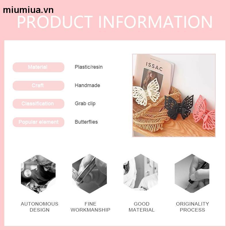 miumiuaKẹp tóc nữ hình bướm mờ Kẹp tóc đa năng hai lớp rỗng ruột
