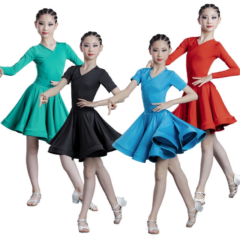Đầm Khiêu Vũ Nhảy Latin Tay Dài Xinh Xắn Cho Bé Gái