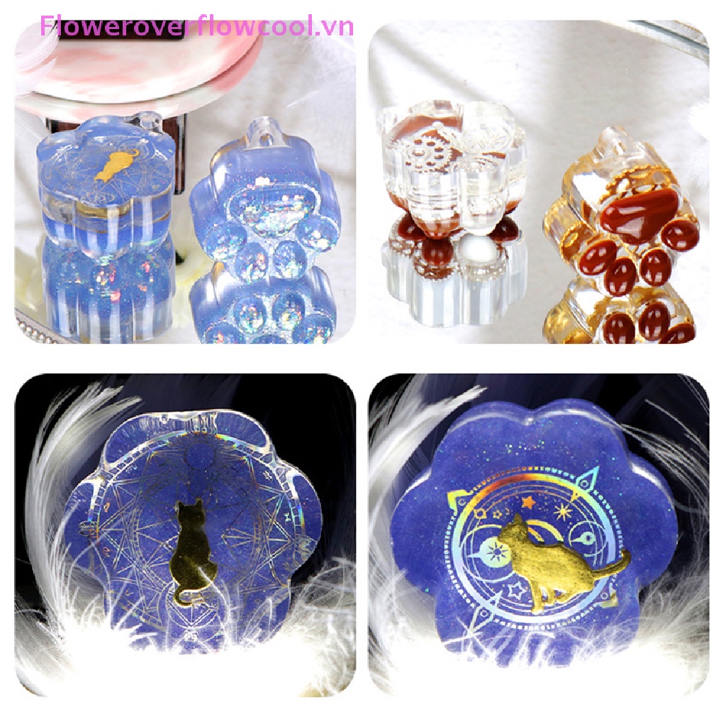 Khuôn Silicone Hình Bàn Chân Mèo Làm Móc Khóa DIY