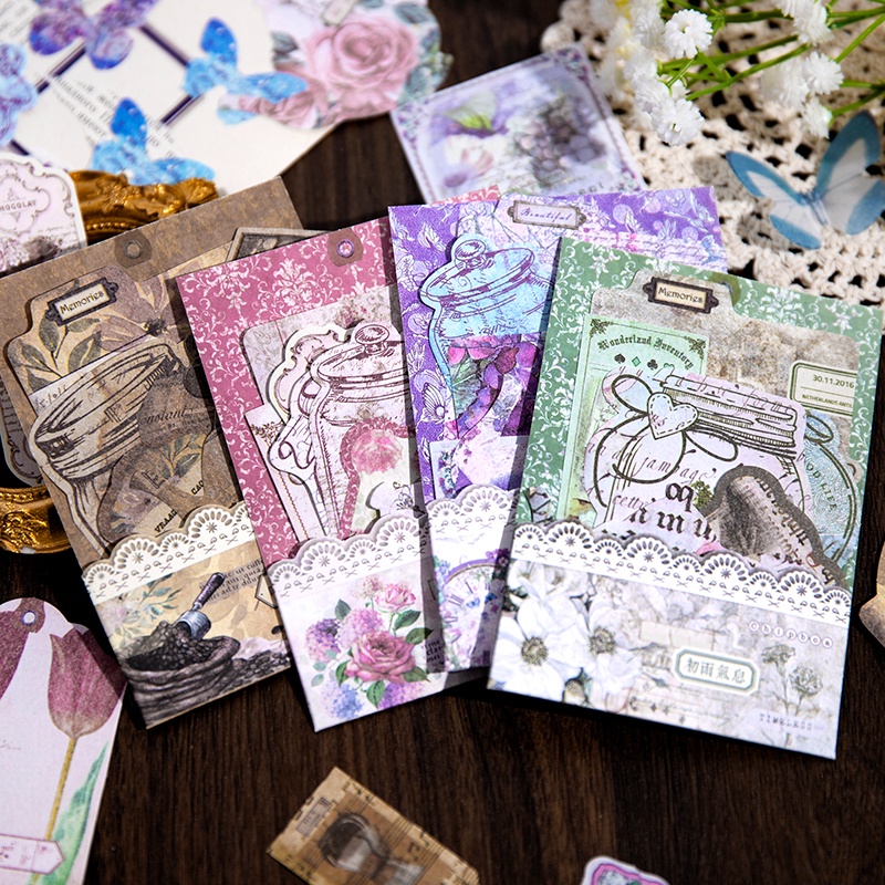 Set 40 Sticker Dán Trang Trí Nhật Ký Phong Cách Vintage