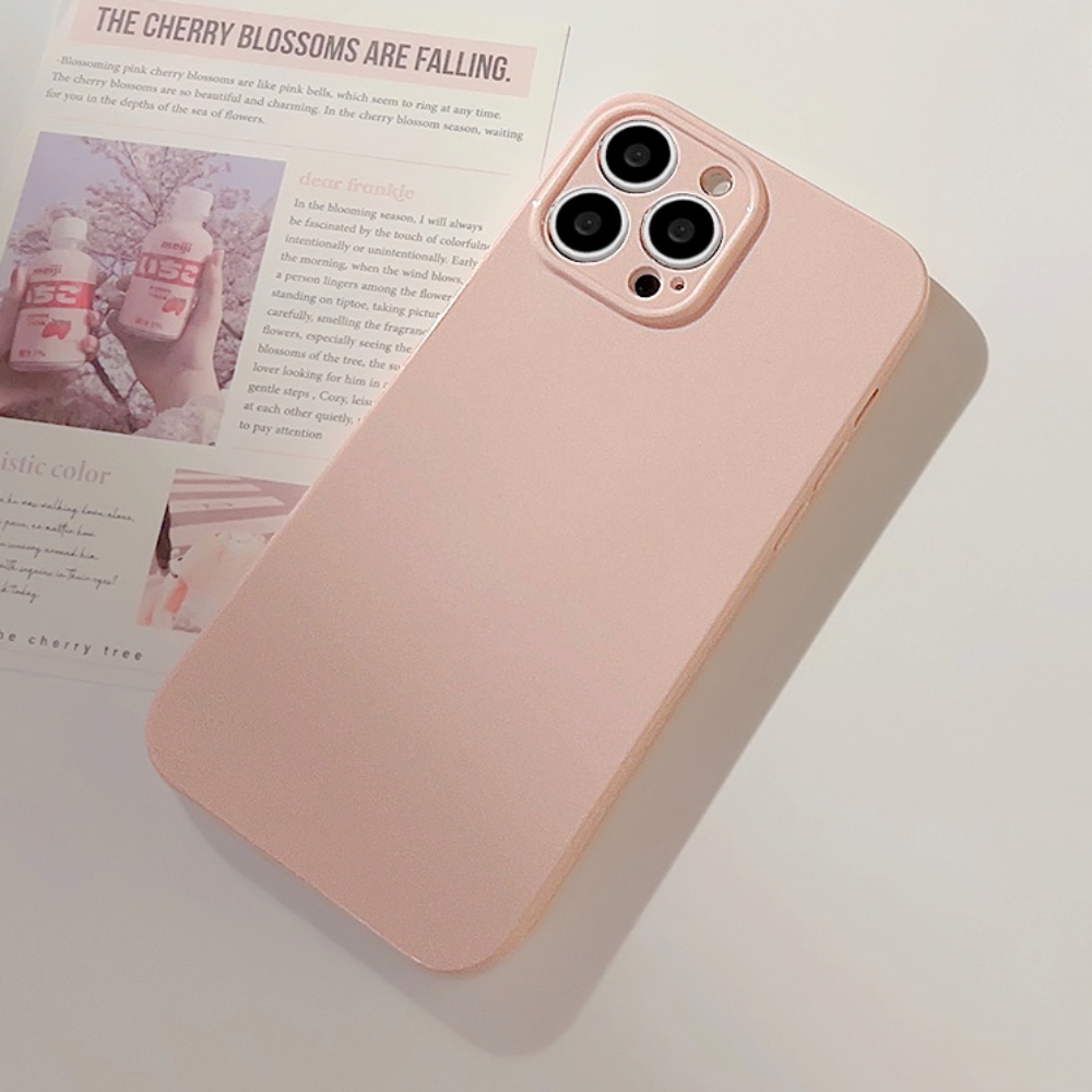 Ốp Điện Thoại TPU Mềm Chống Trầy Màu Trơn Bảo Vệ Ống Kính Máy Ảnh Cho IPhone 11 12 13 14 Pro Max