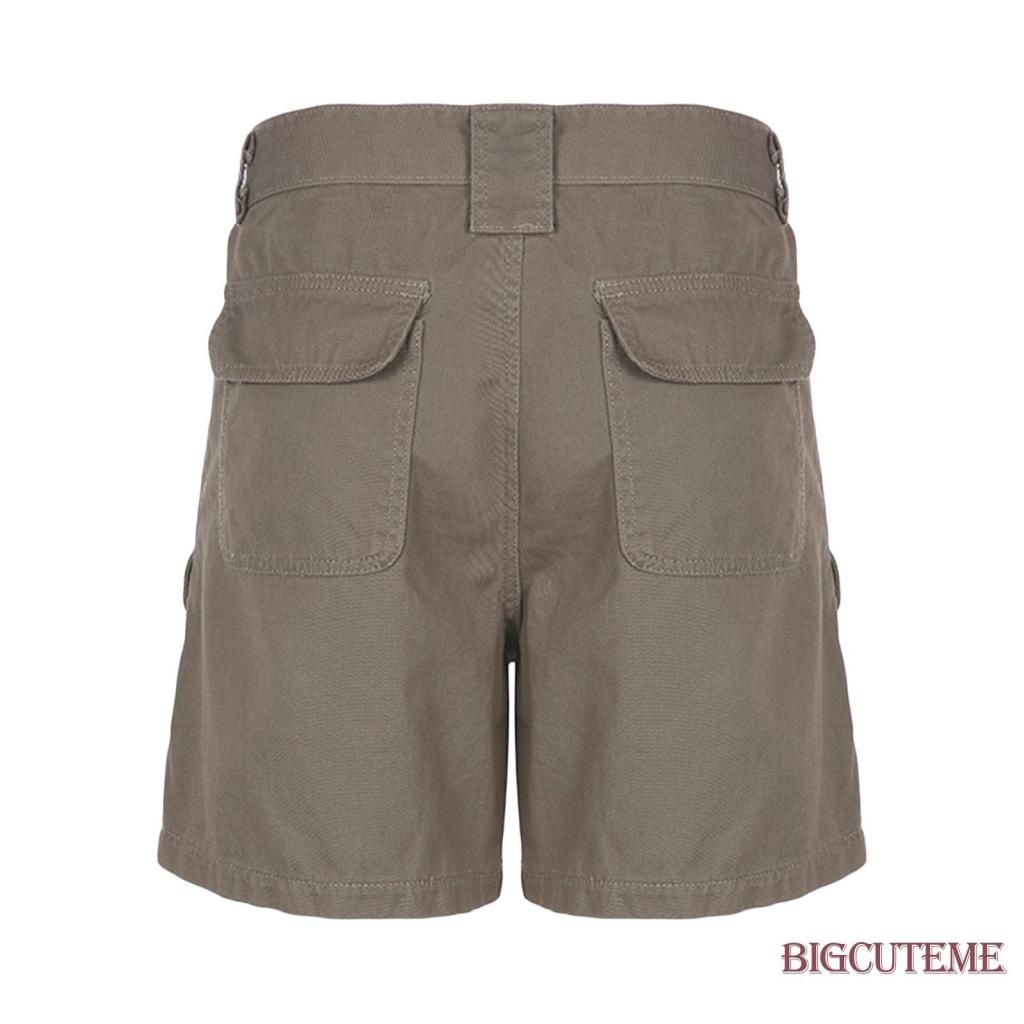 Quần Short Cài Nút Có Túi Màu Trơn Thời Trang Mùa Hè Cho Nữ